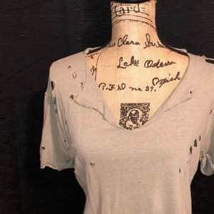 Gilded Intent open neck distressed t-shirt